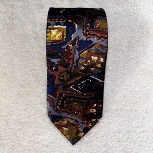 Vintage Gold City 100% Hand Made Silk Tie  80s-90s Menswear Accessory